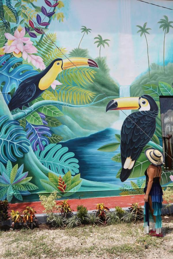 Casa Chukum Hotel Bacalar Exterior photo Detail of the mural